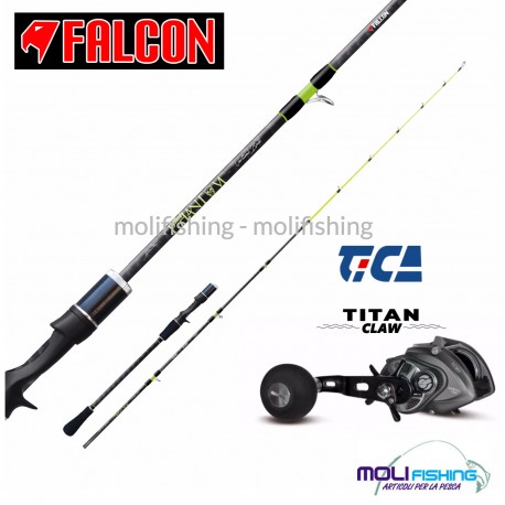 Kit Pesca Vertical Jig Falcon Black Fhantom Acid + Tica Titan Claw TC300