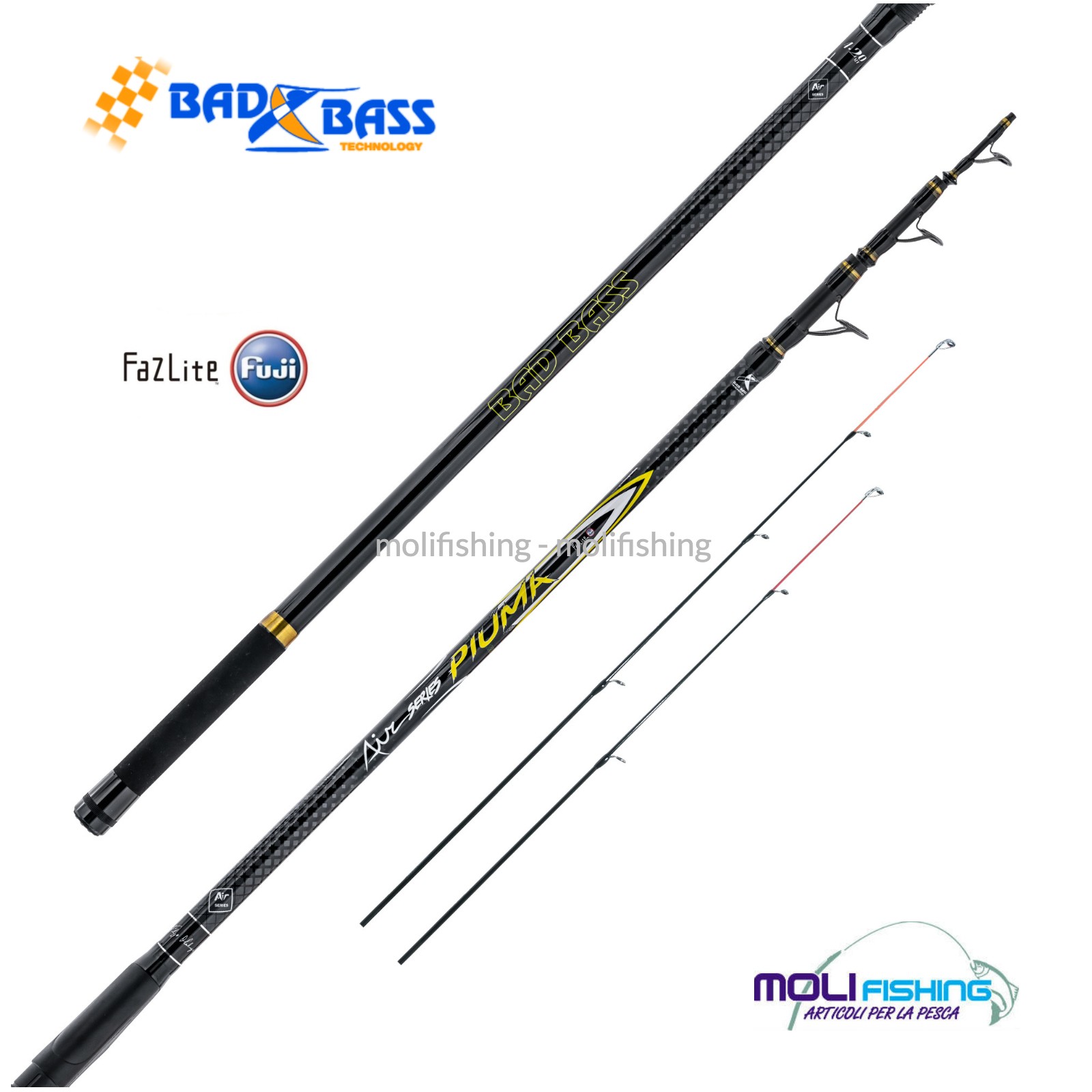 Canna pesca surfcasting Beach Ledgering Bad Bass Piuma 420 e 450 cm
