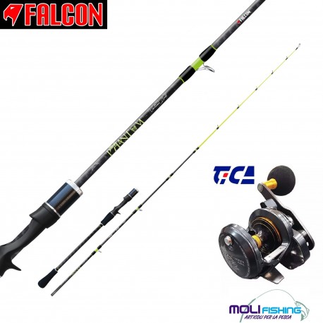 Kit Vertical Jig Falcon Black Fhantom Acid 190 + Tica Oxean 5 NHL Narrow
